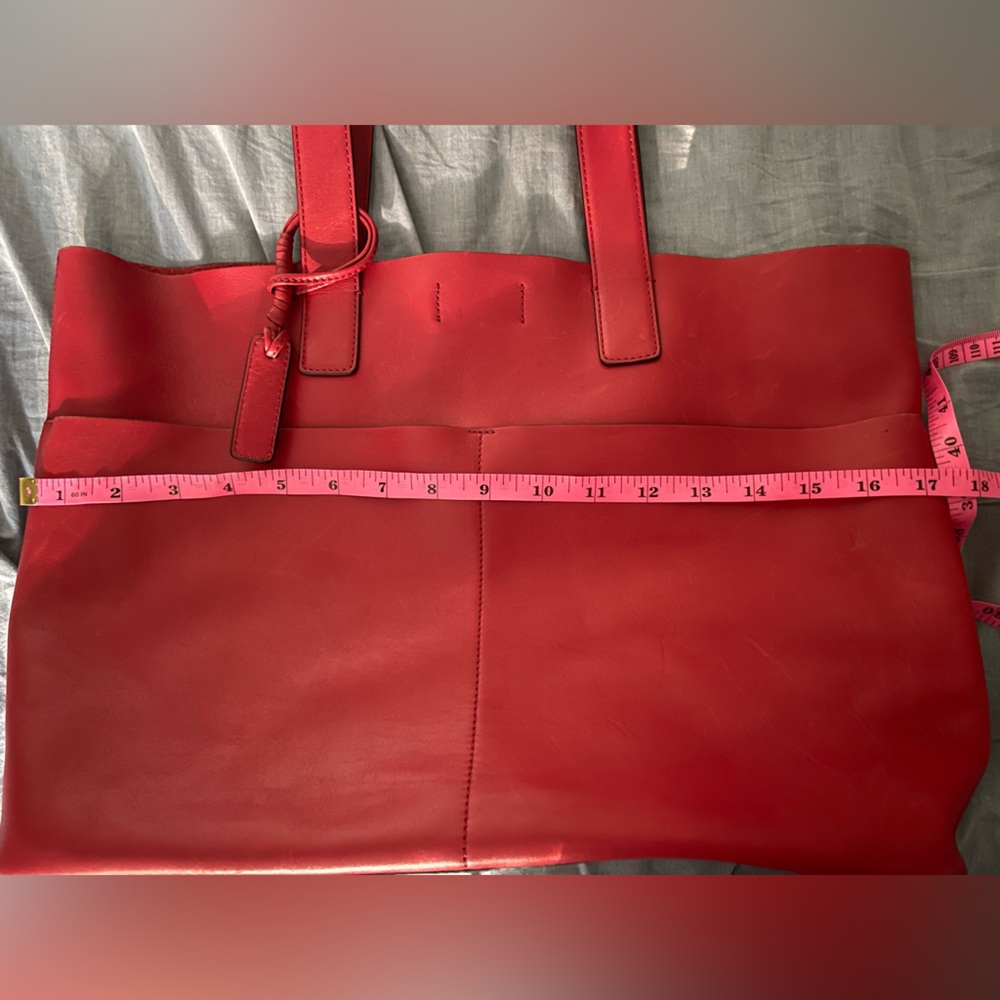 Sigrid Olsen Red Leather Tote Bag Spacious and Structured - Picture 7 of 9